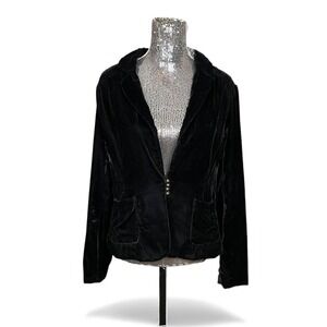 Whimsigoth Velvet Ruched‎ Blazer Black Tailored Jacket Plus Size 16W Business